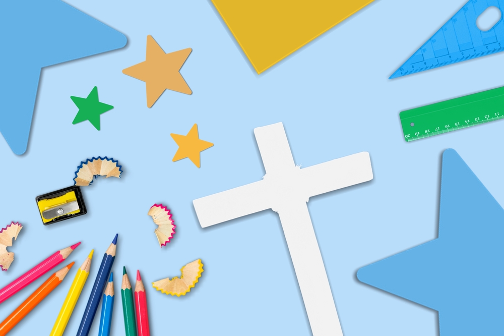 Vacation,bible,school,craft,supply,with,cross.,christian,concept.